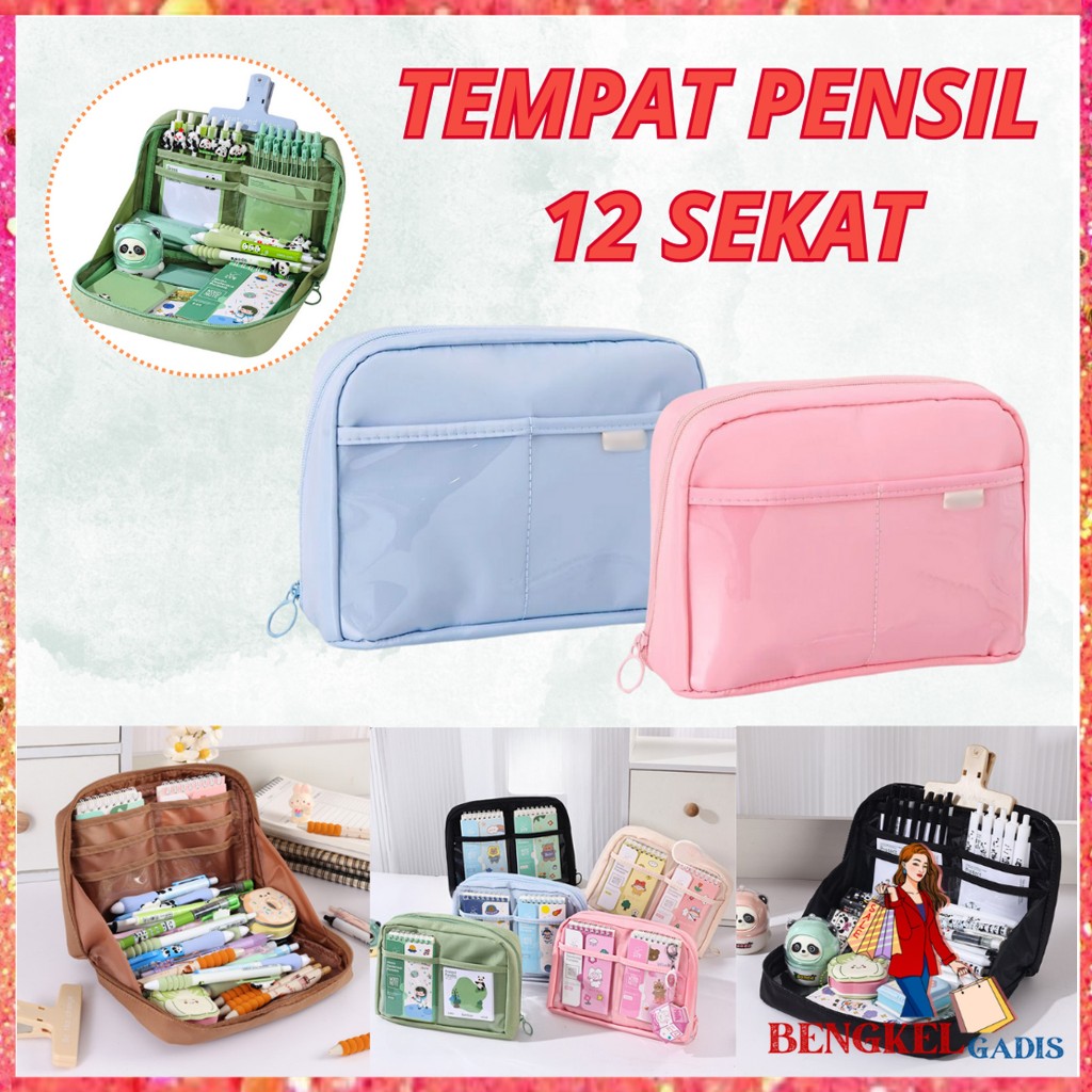 

BG Tempat Pencil Tas Pensil Kotak Pencil Case Tas Pena Pensil Tempat Alat Tulis 90° Kapasitas Besar Pembukaan Besar Anti Air Waterproof Warna Pastel