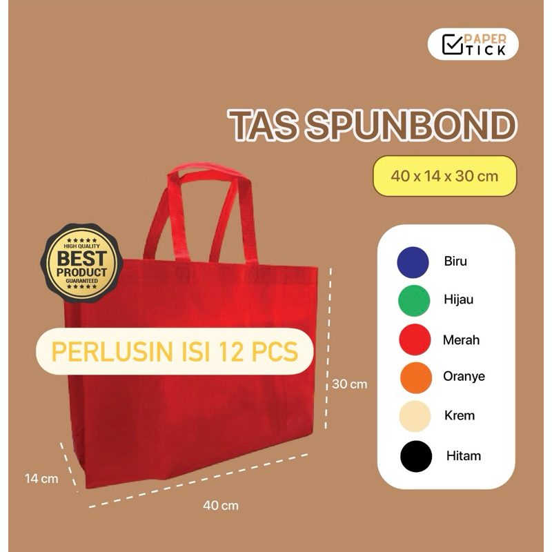 

(12 PCS PERLUSIN) Tas Spunbond 40x14x30 cm LUSIN / Tas Box Kue Box Nasi / Goodie Bag / Tas Hajatan