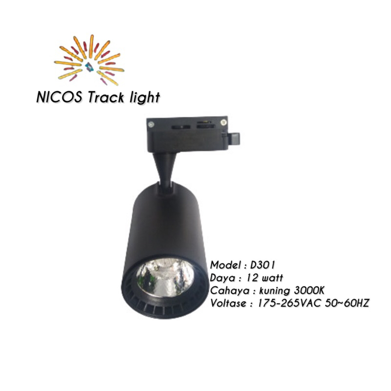 Nicos Lampu LED Sorot Spotlight 12Watt Rel Track/Lampu sorot rel