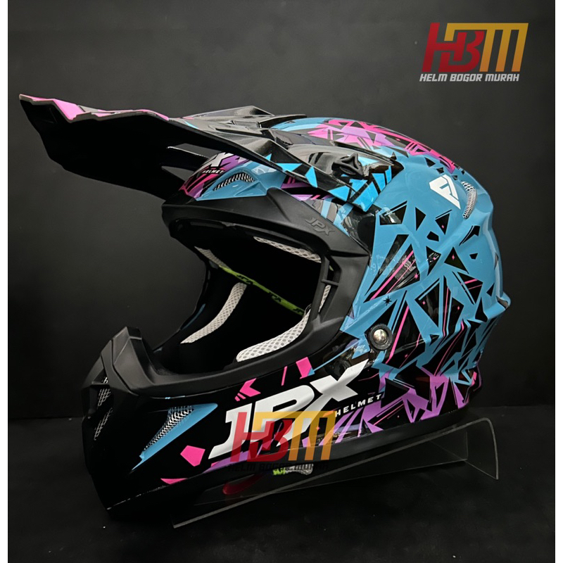 Helm cross Fox 1 X 33 Light Blue Gloss JPX Helmet