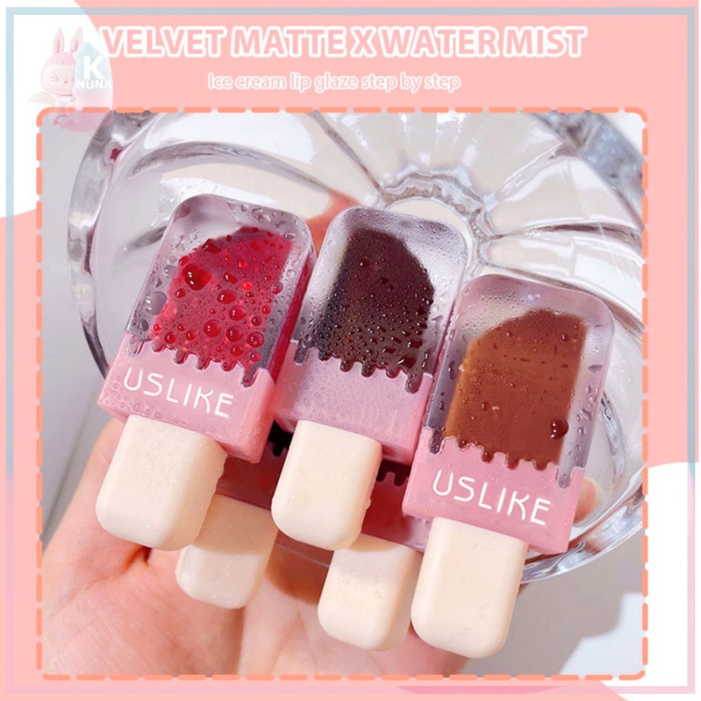 USLIKE Ice Cream Lipstick Es Krim Lip Glaze Matte Lip Gloss Velvet Lipstik Korean Tahan Lama XX168