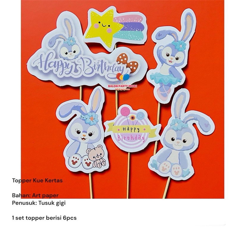 (SET PREMIUM STELLA LOU) TOPPER BUNNY PURPLE UNGU BAHAN ART PAPER KERTAS HIASAN BUKET/ CUPCAKE CAKE 