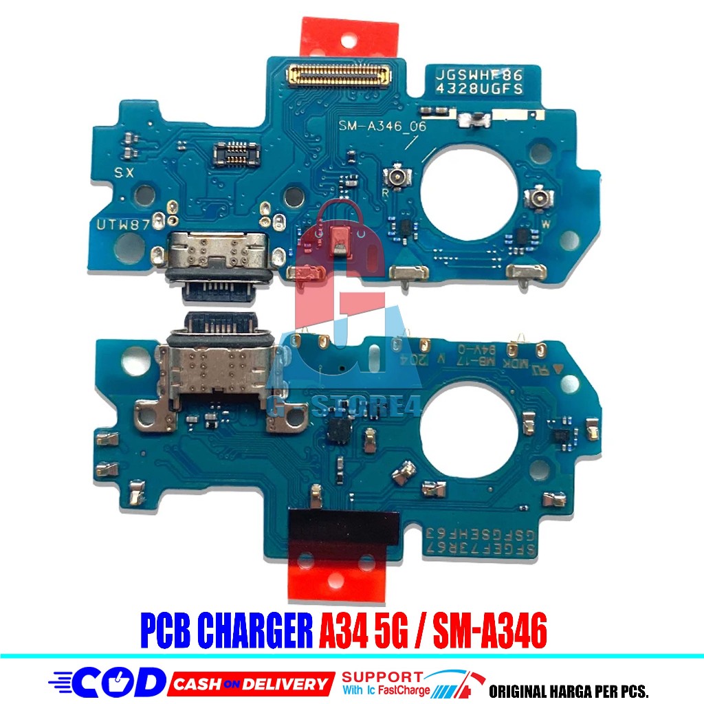 FLEKSIBEL PCB CAS SAMSUNG / PAPAN CAS CONNECTOR CHARGER SAMSUNG A34 5G / SM-A346 ORIGINAL