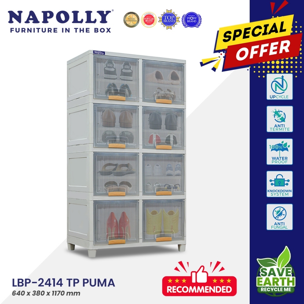 NAPOLLY LOCKER BOX 2414 - LOCKER BOX 4 SUSUN 8 RUANG / BOX TRANSPARANT / BOX NAPOLLY / BOX SERBAGUNA
