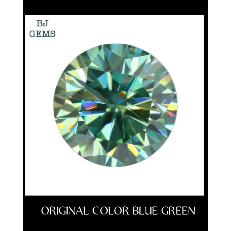 Batu Moissanite 6.5 MM - 8 MM Blue Green Diamond Quality