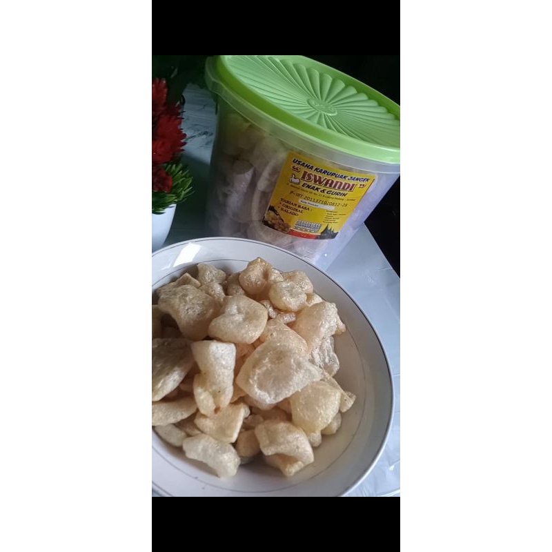 

kerupuk kulit original kemasan toples 5 liter.