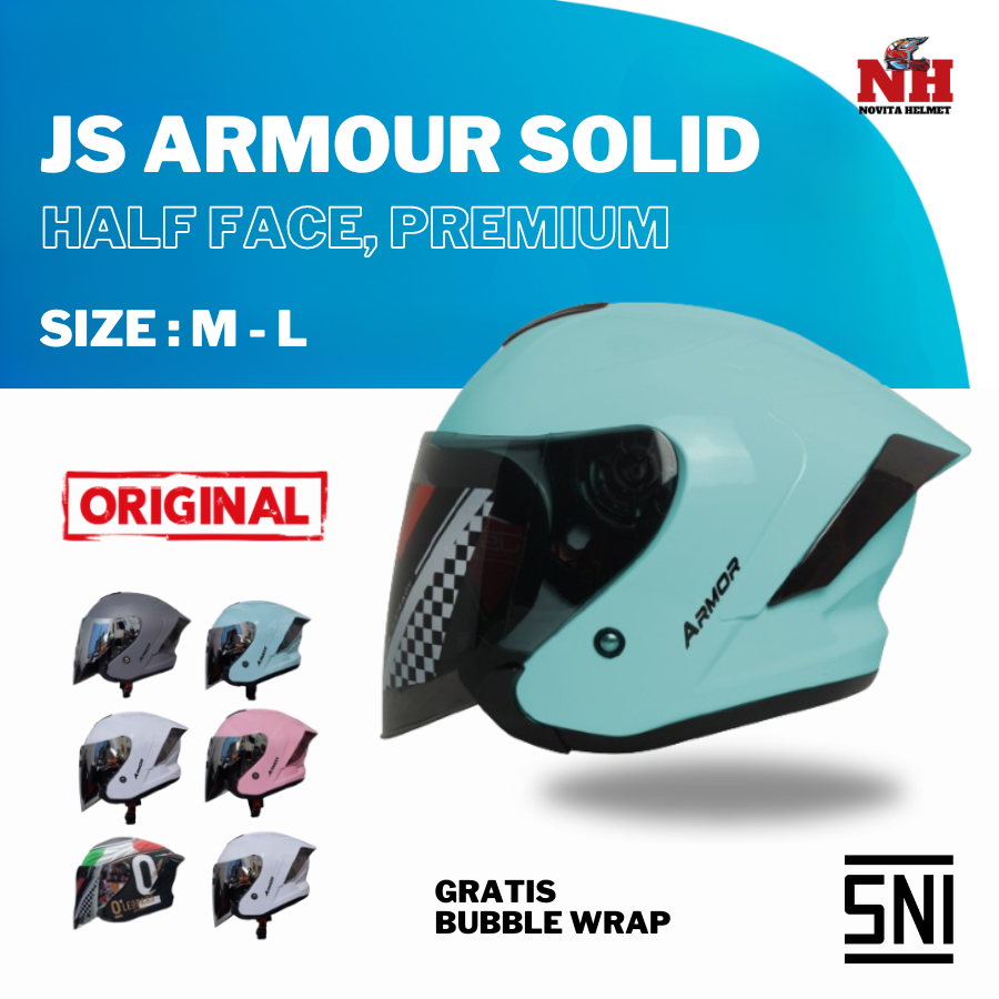 JS Armour Solid Half Face Helm Asli Original 100% SNI