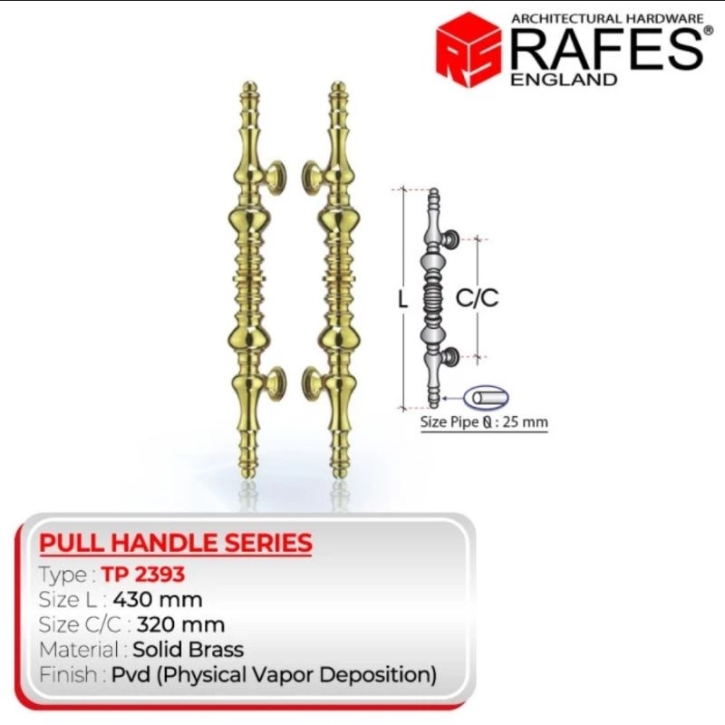 Handle pintu / ANTIQUE pull handle Rafes solid brass