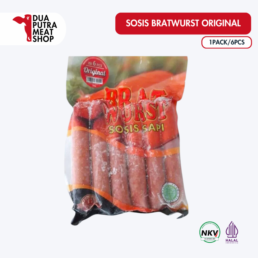 

Sosis Sapi Bratwurst Kingfood - Varian Original, Lada Hitam, Keju | Paket 6pcs / 500g