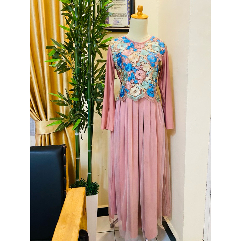 dress pink bunga bunga preloved