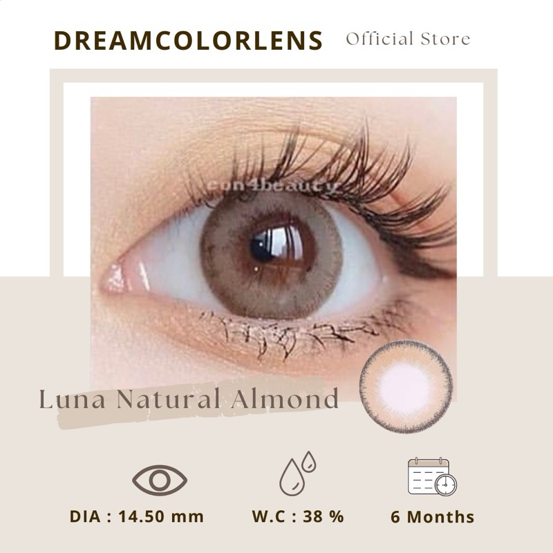 Softlens EOS Luna Natural Almond Brown / Coklat Normal Minus Beda Minus