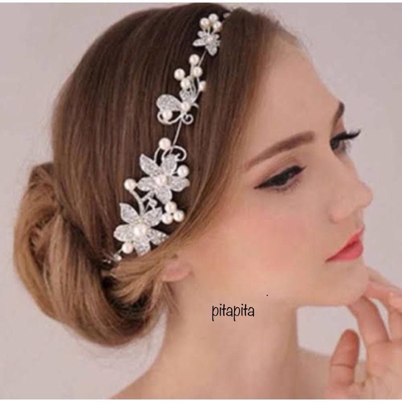 Headpiece Hiasan Rambut Hiasan Hijab mutiara bunga