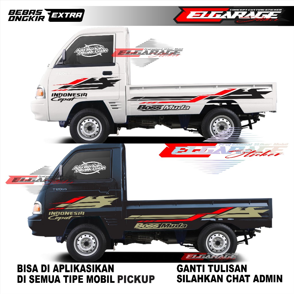 Stiker sticker mobil pickup t120ss cutting stiker body samping mobil pickup sticker boss muda sticke