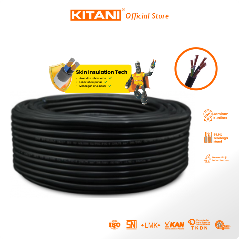 KITANI - NYMHY 4×1.5 mm² - 100 Meter -   Kabel Listrik Tembaga Serabut