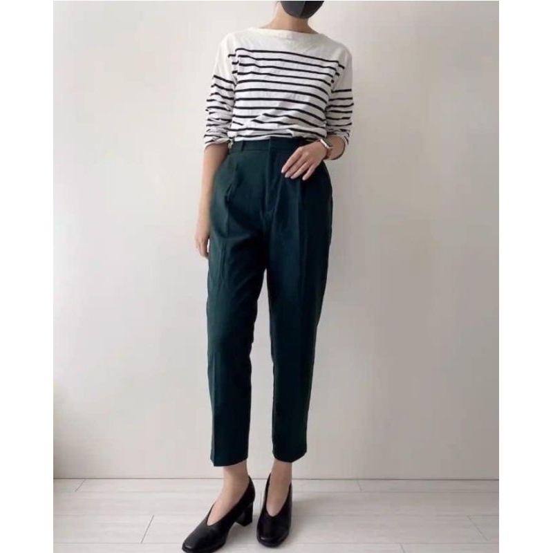 GU VELVET ANKLE PANTS IN EMERALD GREEN