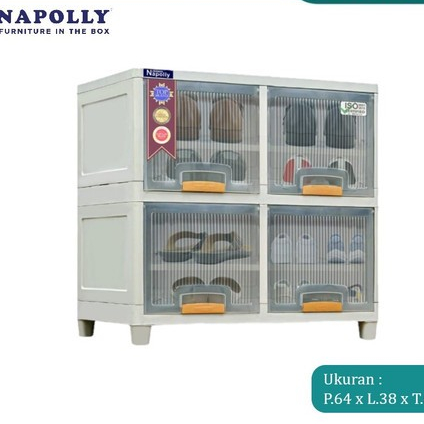 NAPOLLY LOCKER BOX 2208 - LOCKER BOX 2 SUSUN 4 RUANG / BOX TRANSPARANT / BOX SERBAGUNA / BOX PLASTIK