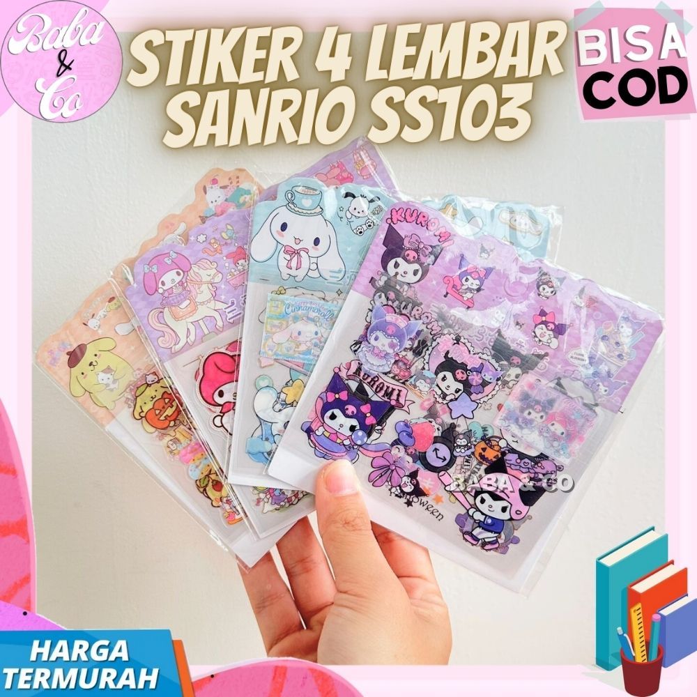 

STIKER 4 LEMBAR SANRIO 1 SET STICKER SANRIO 4pcs LUCU UNIK MURAH STIKER SANRIO PURIN UNIK MELODY CINNAMOROLL KUROMI