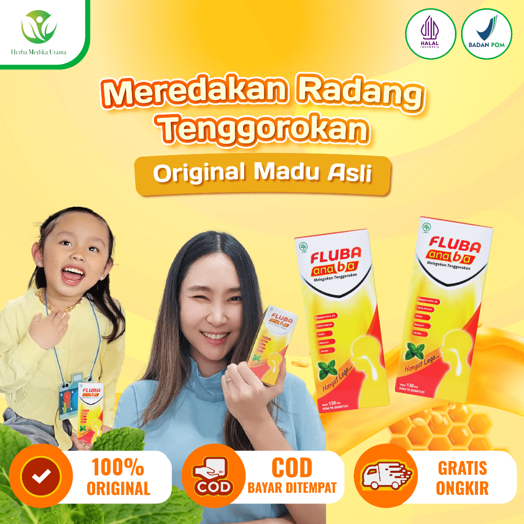 FLUBA ANABA 2 BOTOL - Meredakan Flu Batuk Anak Original Madu Herbal Obat Flu Batuk Anak Obat Flu Ana