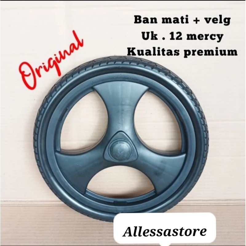 ban mati + velg kursi roda ukuran 12 mercy original