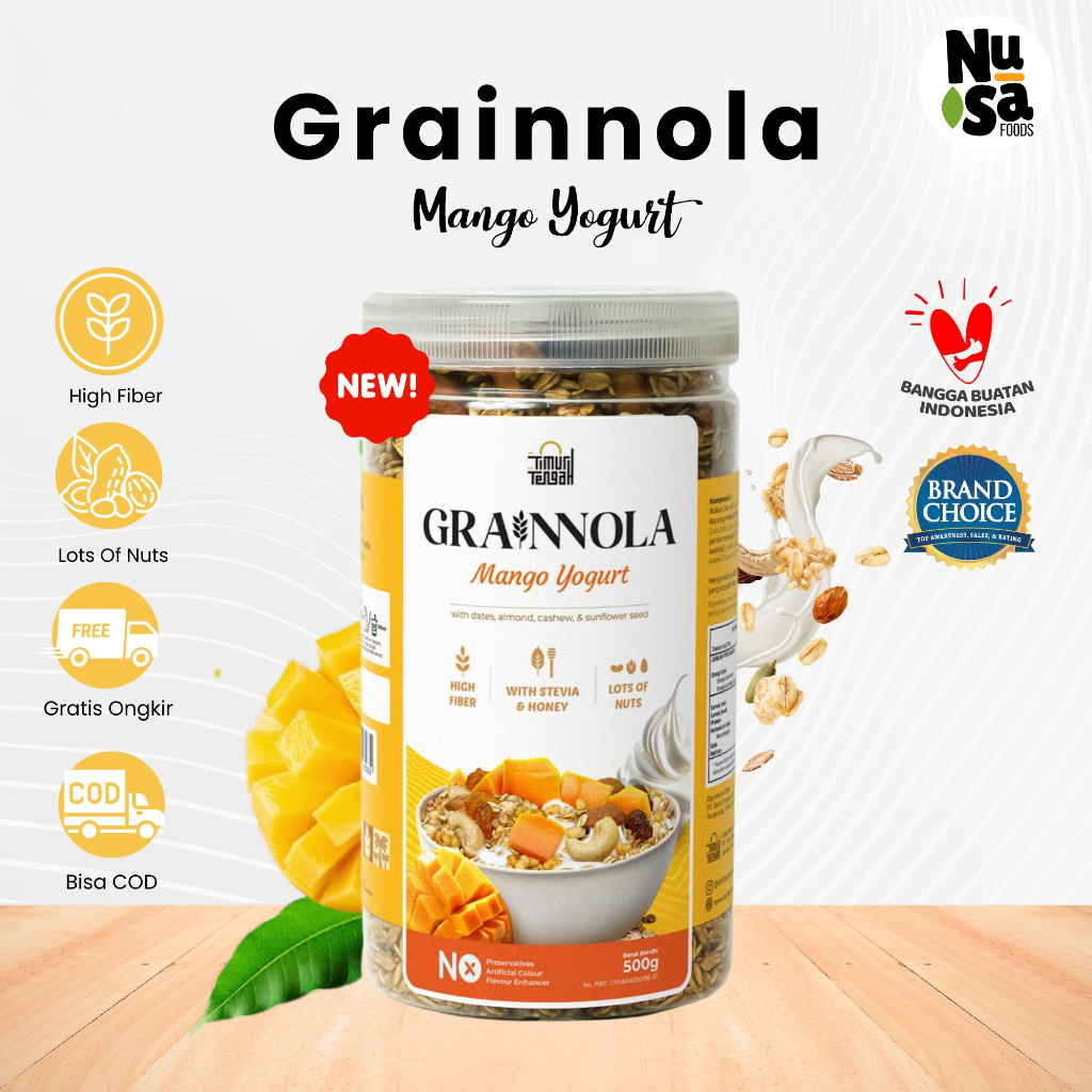 

Grainnola Mango Yogurt 500 gr Granola Mangga Timur Tengah Cemilan Sehat Rendah Kalori