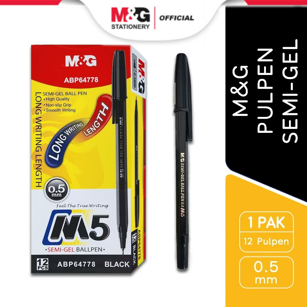 

M&G Pena Gel 0.5mm M5 Standard Pulpen Gel Standard Bolpoin Cair Alat Tulis Pulpen Gel Sekolah Bolpen Warna Hitam Biru Merah Murah