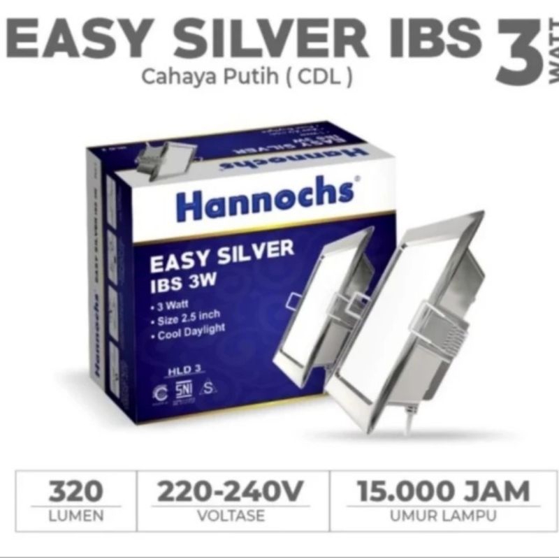 Hannochs Downlight LED Easy Silver 3W IBS CDL - Cahaya Putih