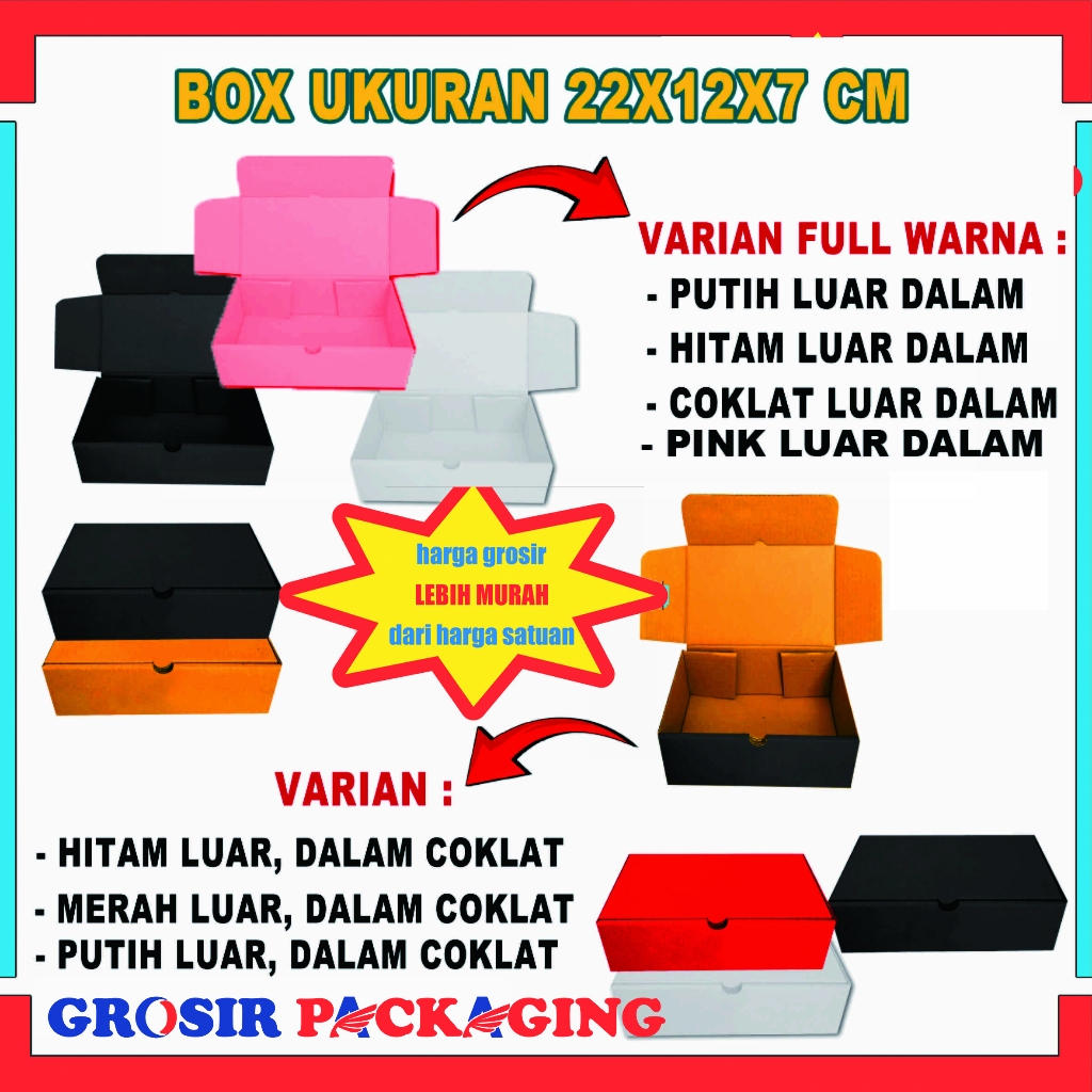 

PAKET 100 PCS Box 22x12x7 Cm/ Box Packaging/ Box Polos/ Kardus