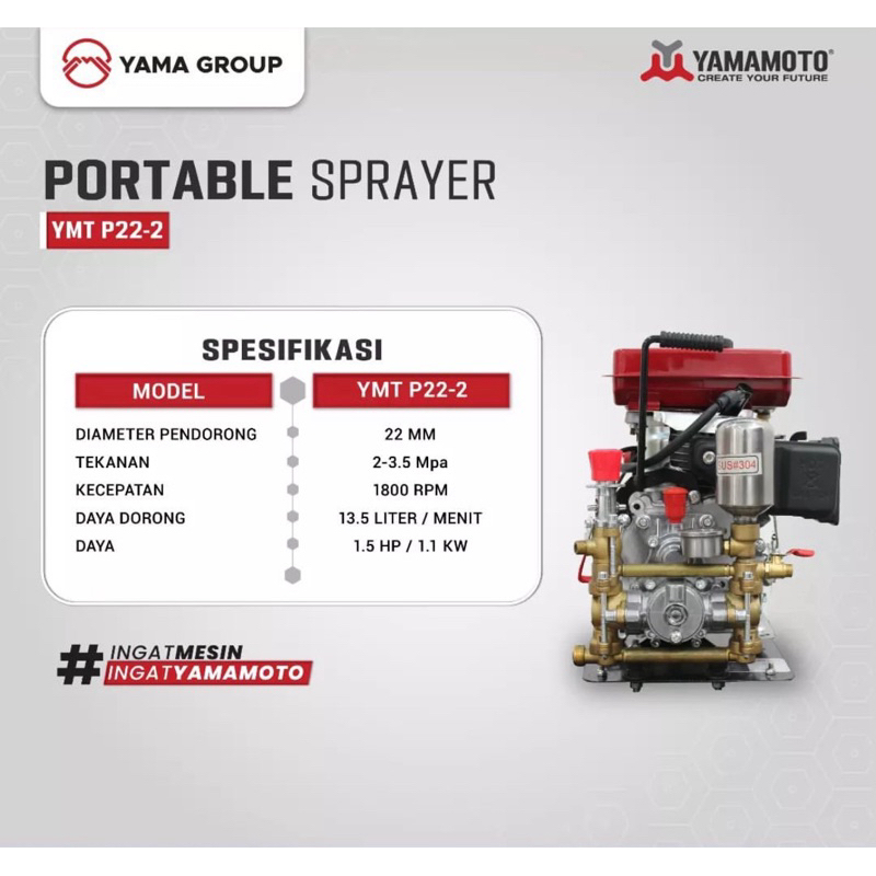 Portable Sprayer tipe P150 high pressure Merk Yamamoto 4-tak