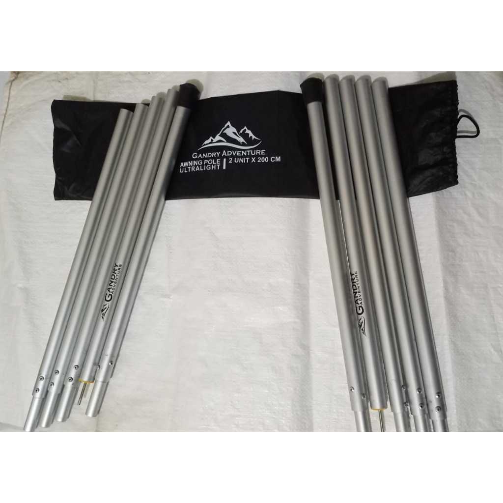 Tiang flysheet 200cm x 2 Tiang tenda bendera camping alumunium - Pole Flysheet Sepasang-tiang