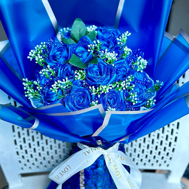 Buket Bunga Mawar / Buket Bunga Palsu / Buket Bunga Mawar Biru