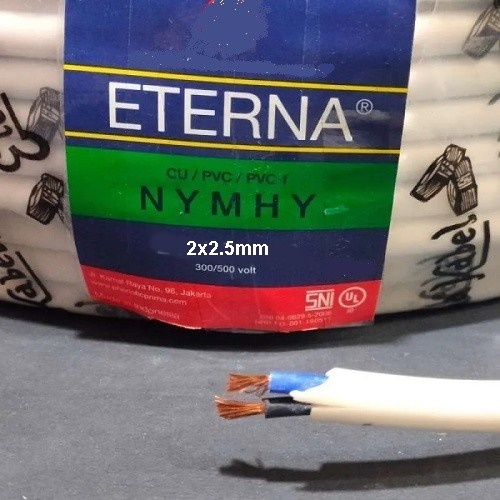 Kabel ETERNA Isi 2x2,5 mm Kabel Listrik Tembaga / Kabel Listrik Serabut NYMHY