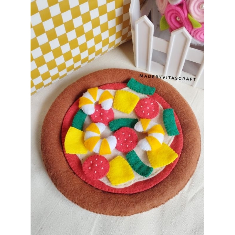Pizza Flanel / Mainan Flanel / Makanan Flanel / Mainan Edukasi / Kue Flanel
