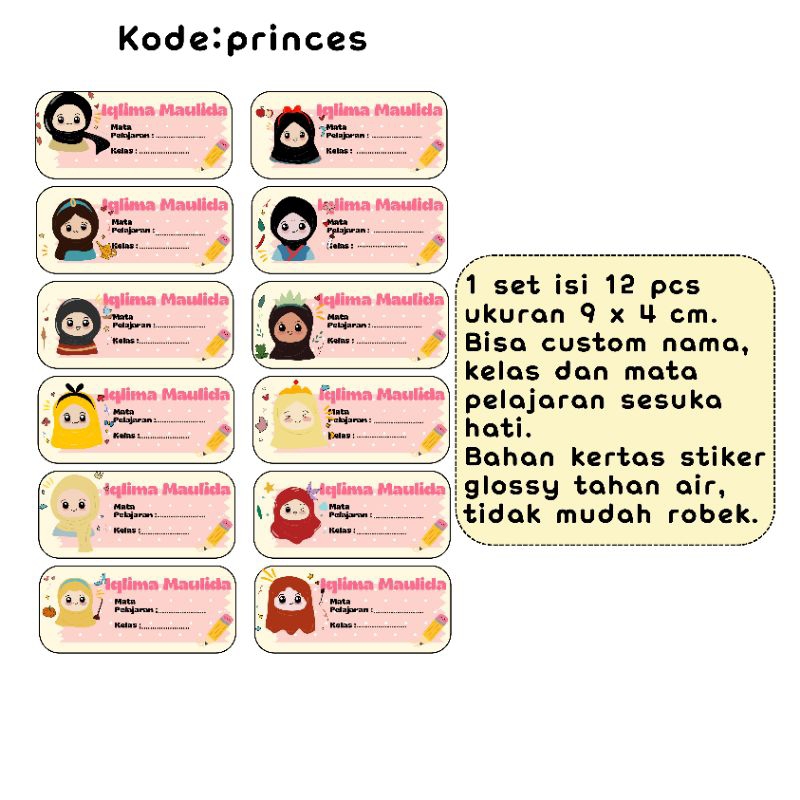 

Stiker Label Nama Buku Mata Pelajaran Custom// Stiker Nama Buku Custom// Label Buku Custom