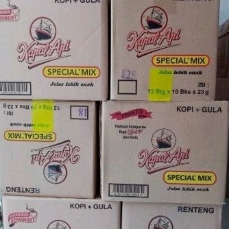 

Kopi Kapal Api Spesial Mix kopi + gula 1 Dus Isi 12 Renteng x 10 Bungkus 23gr