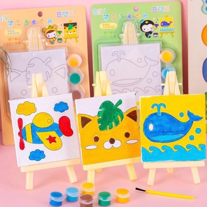 

CUCIGUDANG BS Lukisan Kanvas Mini 1x1cm Painting Mini Canvas Children Canvas Painting Set Kanvas Lukis Anak Kado Ulang Tahun