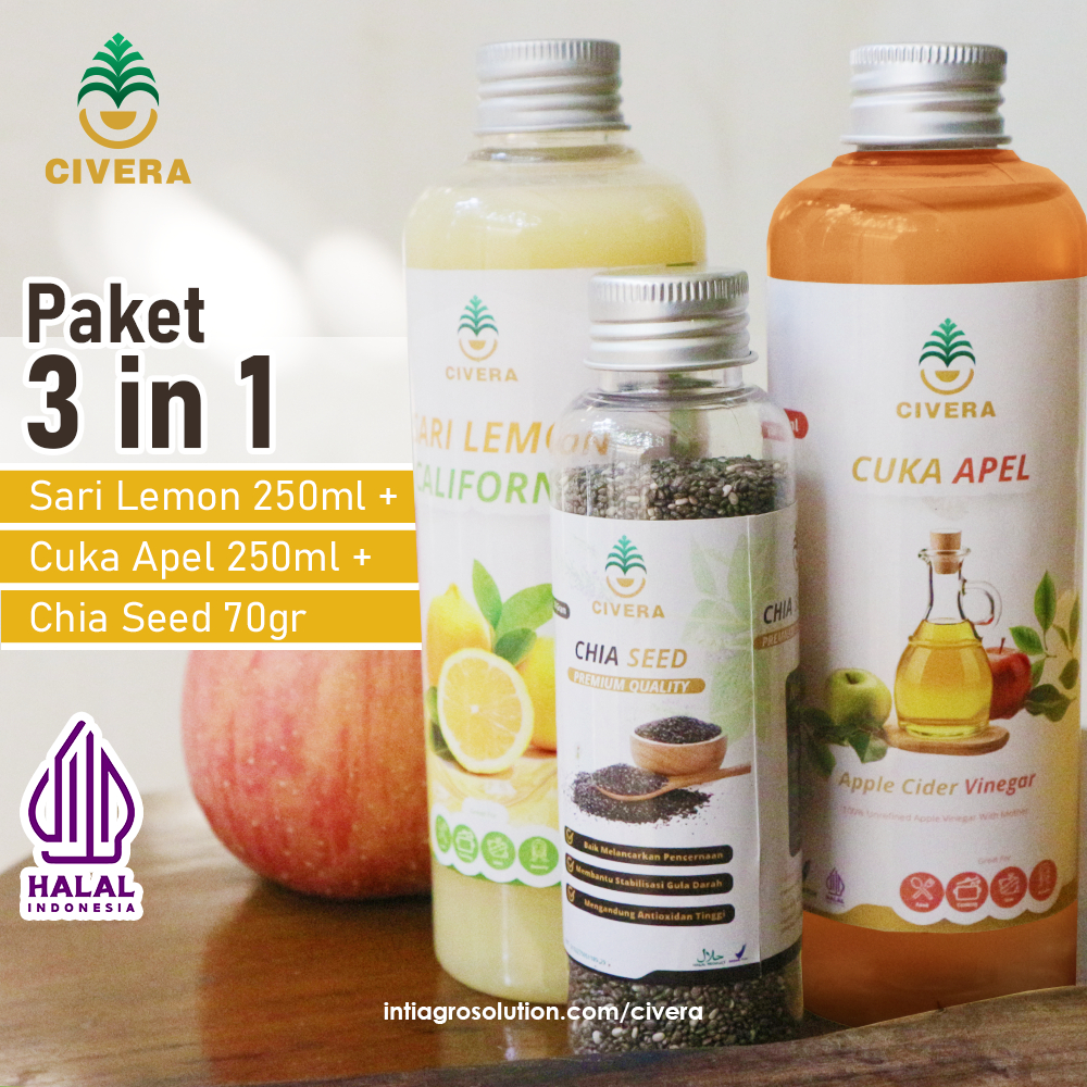 

Civera Paket Diet 3in1 Chia Seed + Cuka Apel + Sari Lemon / Healthy Package 3in1