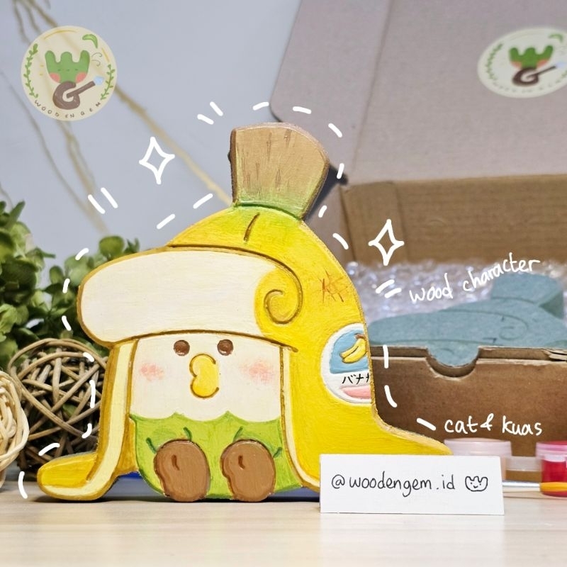 

DIY Wood Character Painting Melukis Mainan Anak Hampers Kayu Karakter Lucu Parrot Banana Binatang