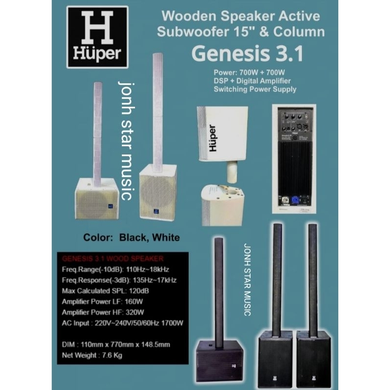 HUPER SPEAKER AKTIVE SUBWOOFER HUPER GENESIS 3.1/HUPER GENESIS 3.1 BLACK ORIGINAL (HARGA TERTERA UNT