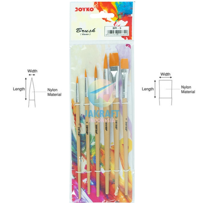 

HOT 6 Pcs Set Paket Brush Kuas Lukis Cat Air Poster Akrilik Acrylic Premium BR5 No 2 4 6 8 1 dan 12