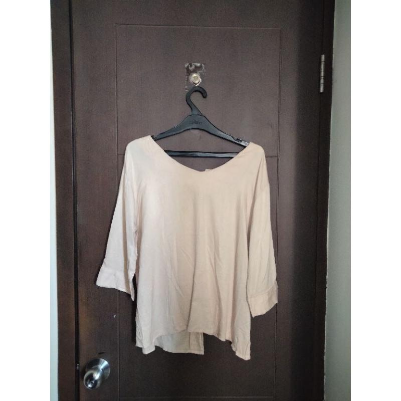 Blouse Cream Baju Atasan Wanita Kemeja Buttoned Shirt Pteloved Missisippi