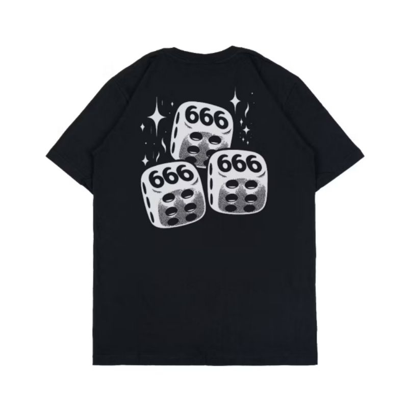 T-shirt Musik Metal 666 Dadu | Kaos Sablon Dadu 666 Unisex Black