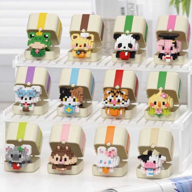 Ajs Mini Bricks Toys Kartun Kotak Hadiah/ Mainan Bricks Kado/ Mainan Block 3D / Mainan Block Gift /Mainan Balok Kartun/ Mainan Edukatif / Mainan Bricks L Br20