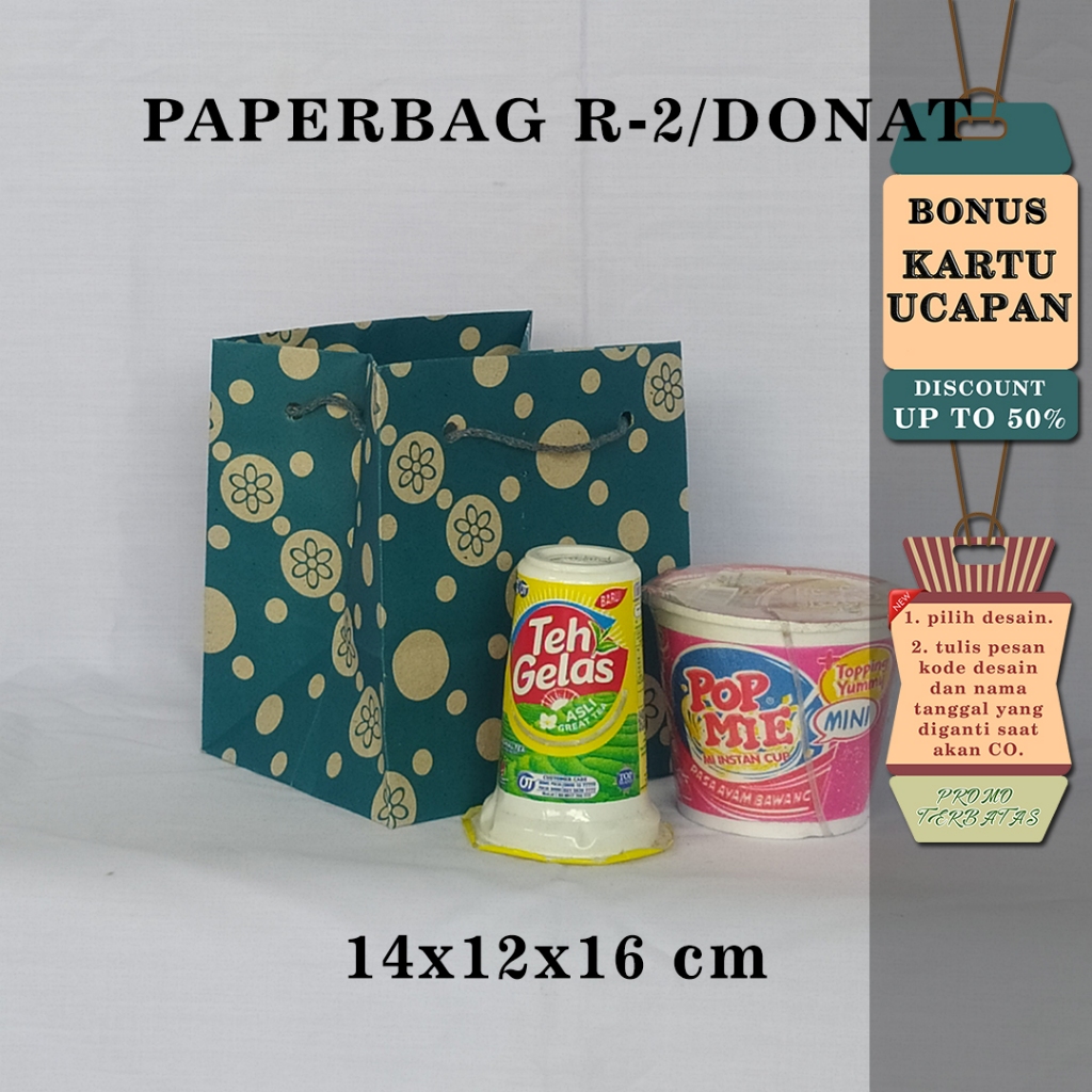 

PAPERBAG| TAS KERTAS| TAS HAJATAN|BONUS KARTU UCAPAN| UK R-2 MOTIF 1 WARNA UK P14 x L12 x T16 CM
