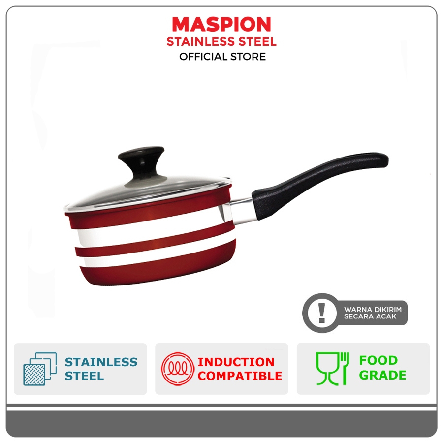 Maspion Panci Stainless Steel Colouris Saucepan Tutup Kaca 16 cm
