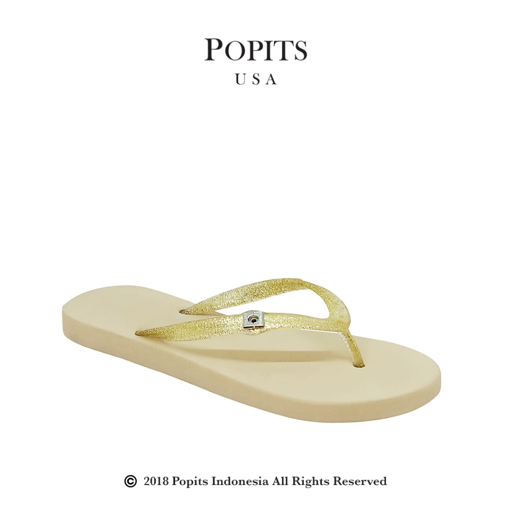 Popits - Sandal Flat Sandgold Glitter