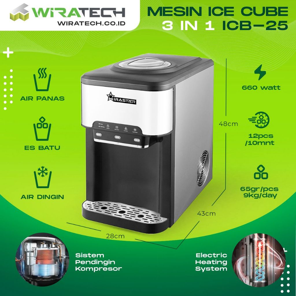 WIRASTAR Ice Tube ICB-25   - Mesin Es Kristal dan Dispenser Air Panas Dingin