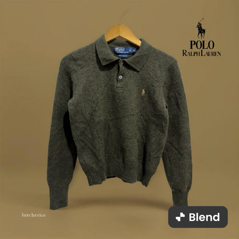 Polo Ralph Lauren Sweater Half Buttor Army Wool Preloved
