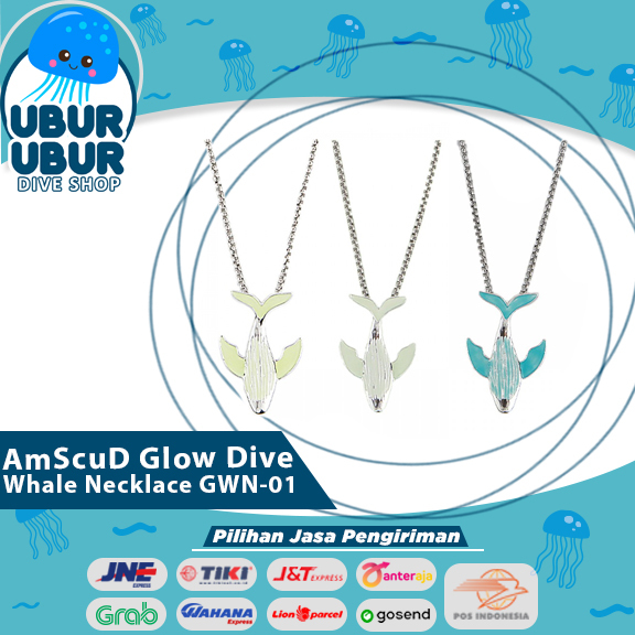 Amscud Glow Dive Whale Necklace Gwn-01 / Kalung Bercahaya Glow in The Dark Liontin Paus / Kalung Lio
