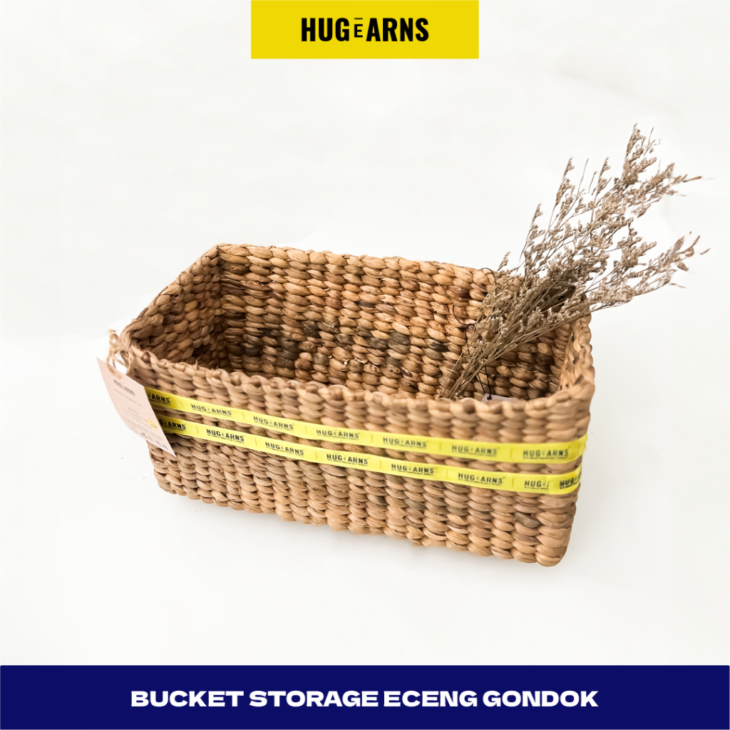 HUGeARNS - Keranjang Eceng Gondok Persegi Panjang Keranjang Eceng Gondok / Kotak Anyaman Enceng Gond