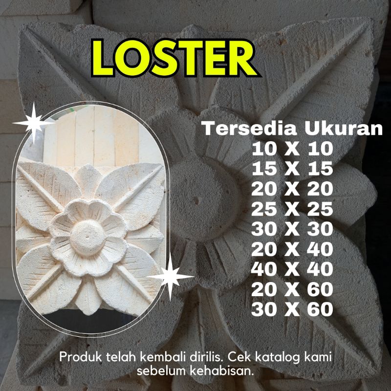 LOSTER UKURAN 10 X 10CM  | BATU ALAM PARAS UKIR